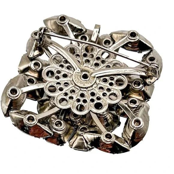 VINTAGE Judy Lee Brooch Gray Green Blue  Iridescent - Picture 6 of 6